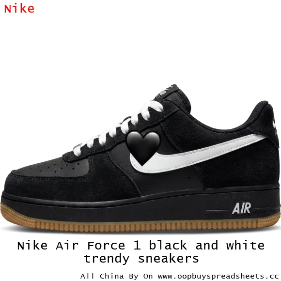 Nike Air Force 1 black and white trendy sneakers