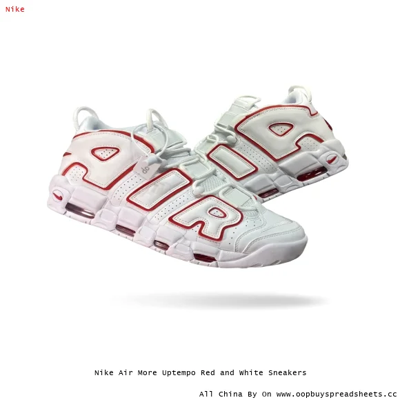 Nike Air More Uptempo Red and White Sneakers