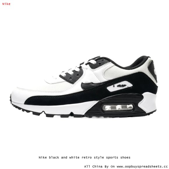Nike black and white retro style sports shoes