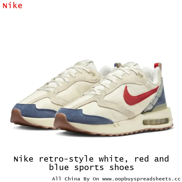 Nike retro-style white, red and blue sports shoes