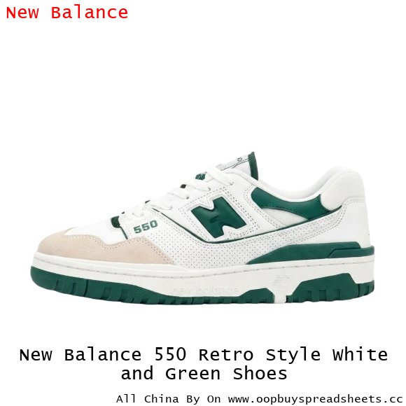 New Balance 550 Retro Style White and Green Shoes