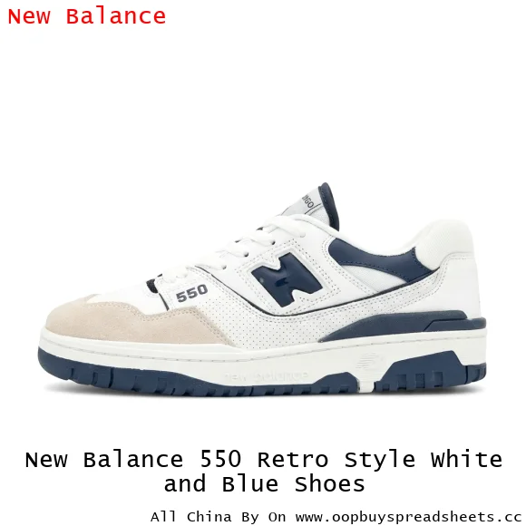 New Balance 550 Retro Style White and Blue Shoes