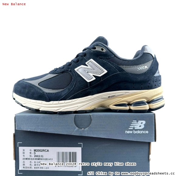New Balance 2002R retro style navy blue shoes