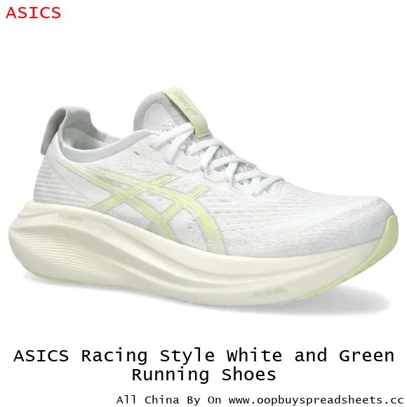 ASICS Racing Style White and Green Running Shoes