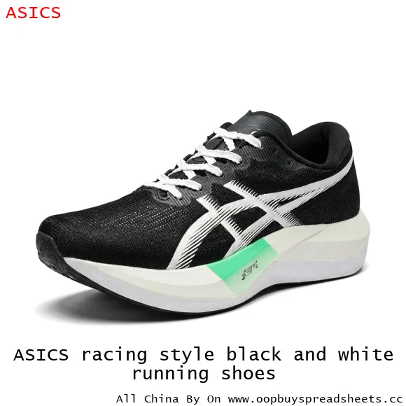 ASICS racing style black and white running shoes