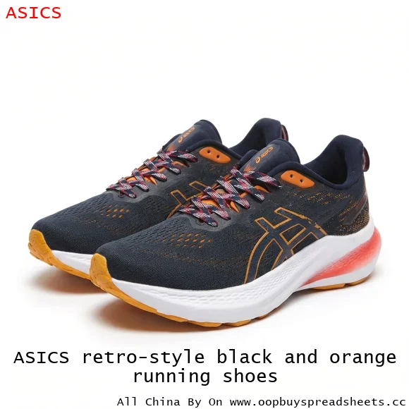 ASICS retro-style black and orange running shoes