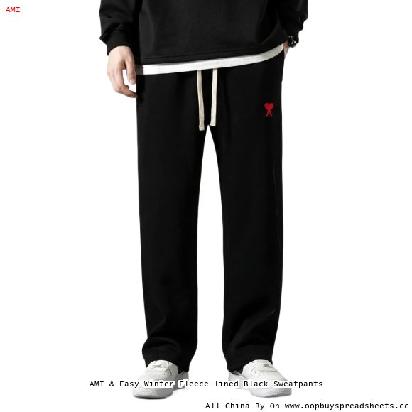AMI & Easy Winter Fleece-lined Black Sweatpants