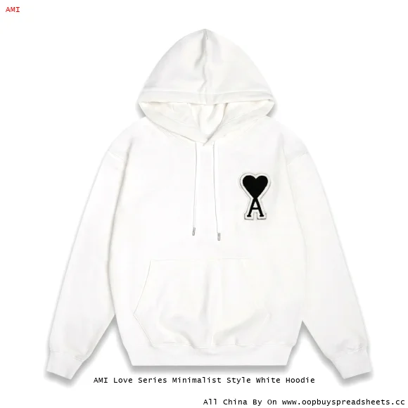 AMI Love Series Minimalist Style White Hoodie