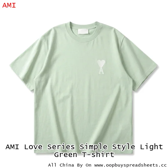 AMI Love Series Simple Style Light Green T-shirt