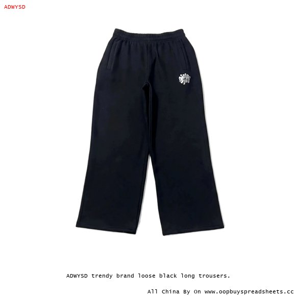 ADWYSD trendy brand loose black long trousers.