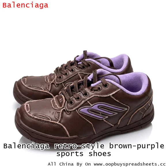 Balenciaga retro-style brown-purple sports shoes
