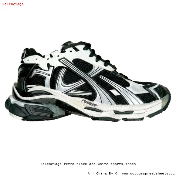 Balenciaga retro black and white sports shoes