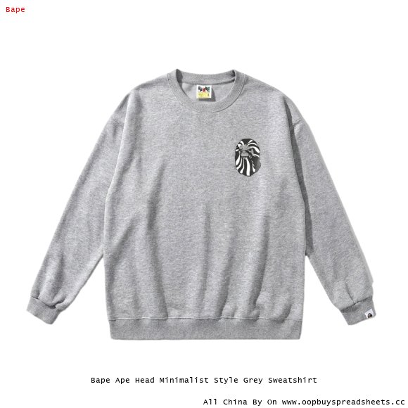 Bape Ape Head Minimalist Style Grey Sweatshirt