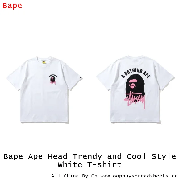 Bape Ape Head Trendy and Cool Style White T-shirt