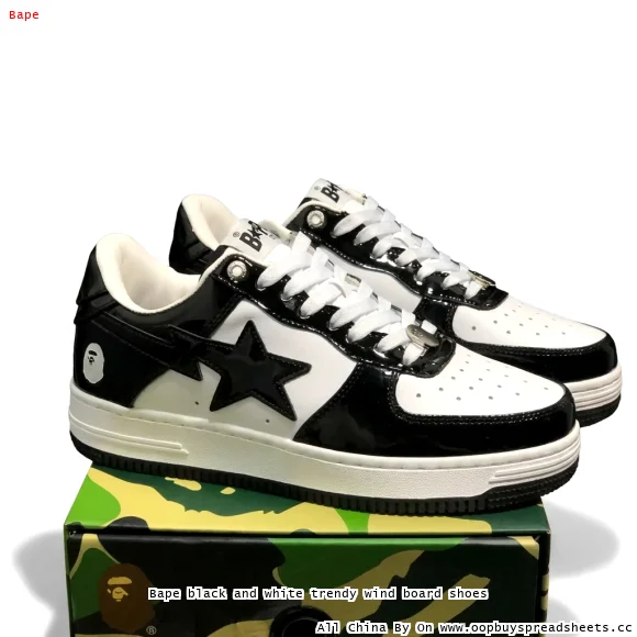 Bape black and white trendy wind board shoes