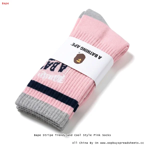 Bape Stripe Trendy and Cool Style Pink Socks