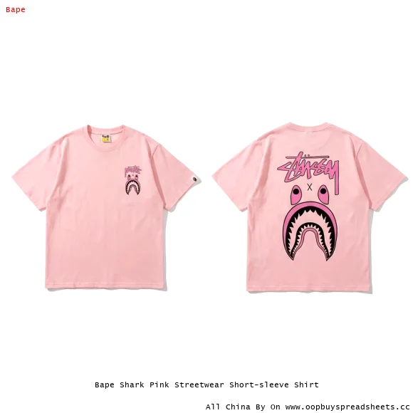 Bape Shark Pink Streetwear Short-sleeve Shirt
