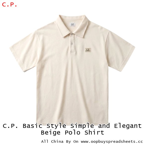 C.P. Basic Style Simple and Elegant Beige Polo Shirt