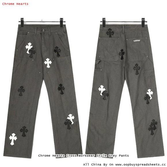 Chrome Hearts Cross Workwear Style Grey Pants