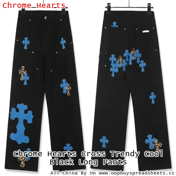 Chrome Hearts Cross Trendy Cool Black Long Pants
