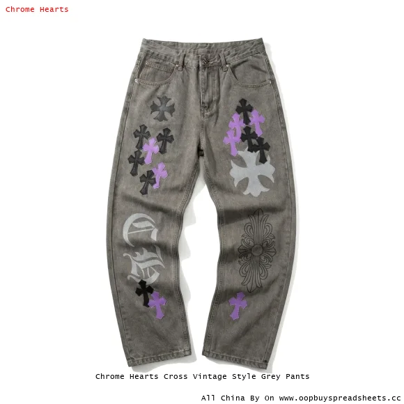 Chrome Hearts Cross Vintage Style Grey Pants