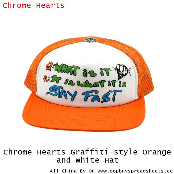 Chrome Hearts Graffiti-style Orange and White Hat