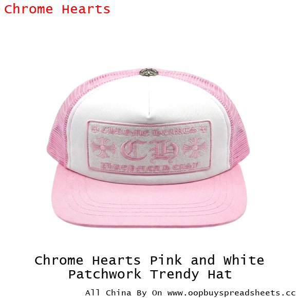 Chrome Hearts Pink and White Patchwork Trendy Hat