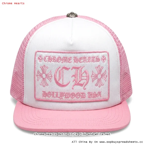 Chrome Hearts Retro Style Pink and White Hat