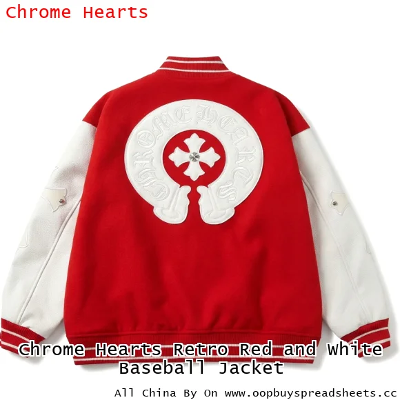 Chrome Hearts Retro Red and White Baseball Jacket
