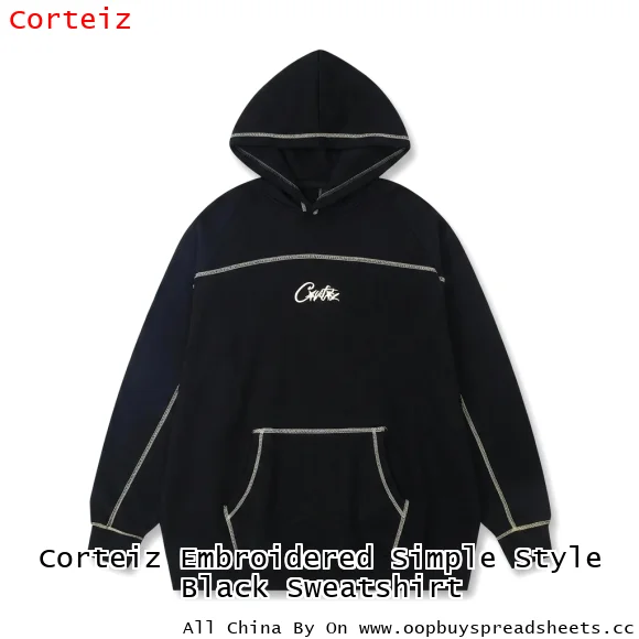 Corteiz Embroidered Simple Style Black Sweatshirt