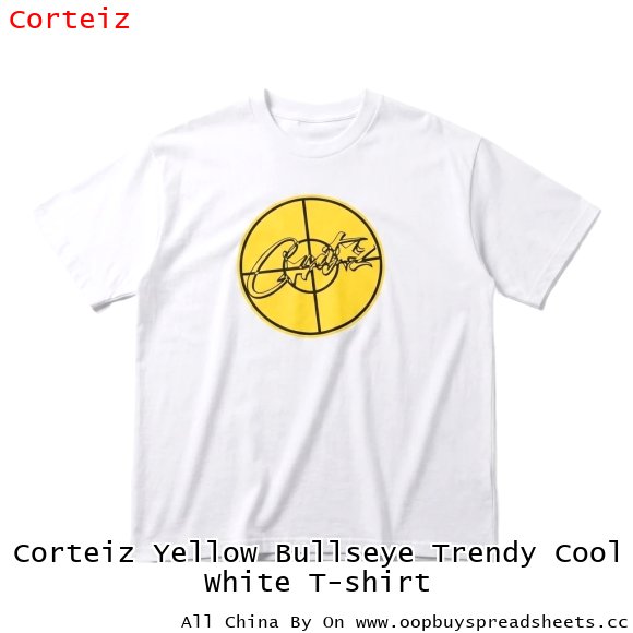 Corteiz Yellow Bullseye Trendy Cool White T-shirt
