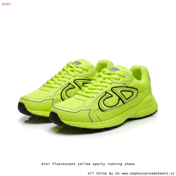 Dior fluorescent yellow sporty running shoes