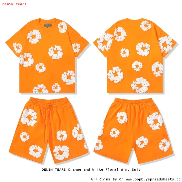 DENIM TEARS Orange and White Floral Wind Suit