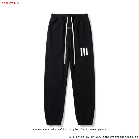 ESSENTIALS minimalist style black sweatpants