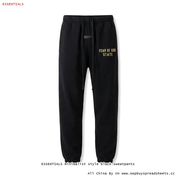 ESSENTIALS minimalist style black sweatpants