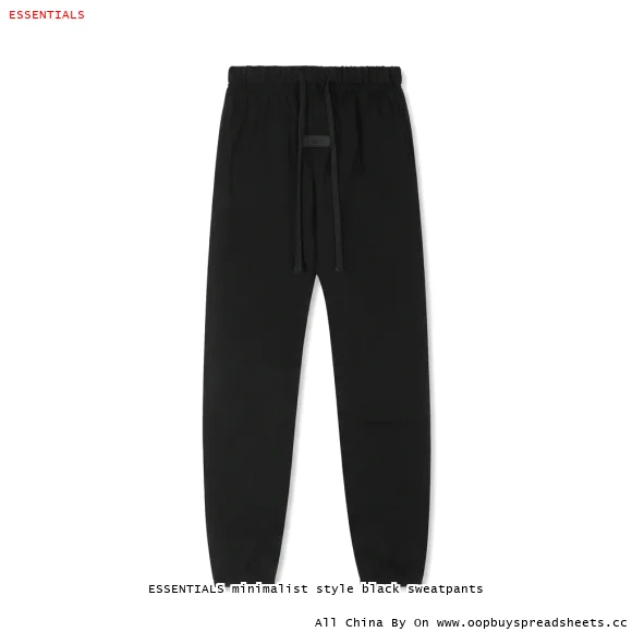 ESSENTIALS minimalist style black sweatpants