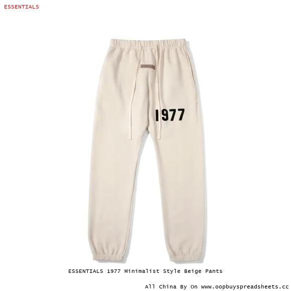 ESSENTIALS 1977 Minimalist Style Beige Pants