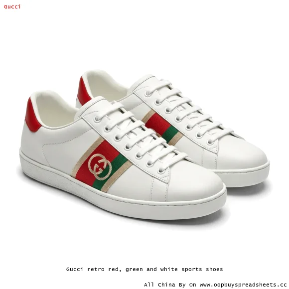Gucci retro red, green and white sports shoes