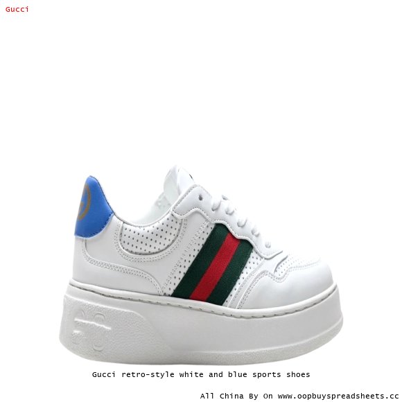 Gucci retro-style white and blue sports shoes