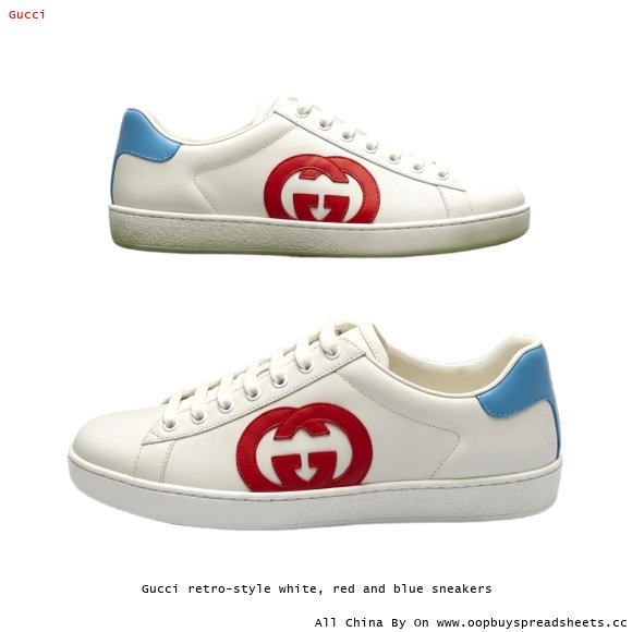 Gucci retro-style white, red and blue sneakers