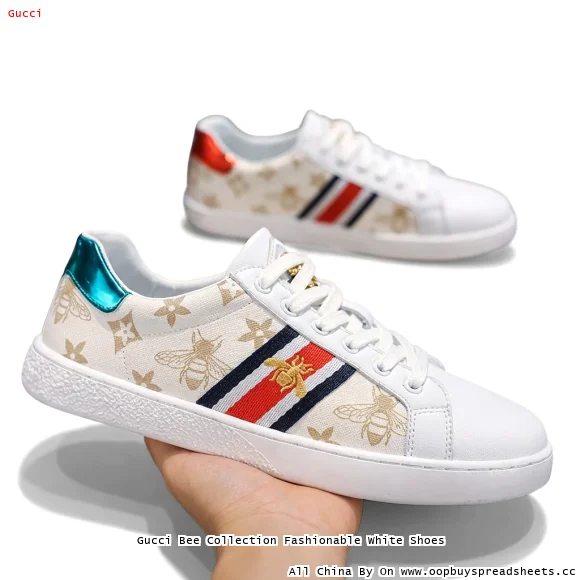 Gucci Bee Collection Fashionable White Shoes