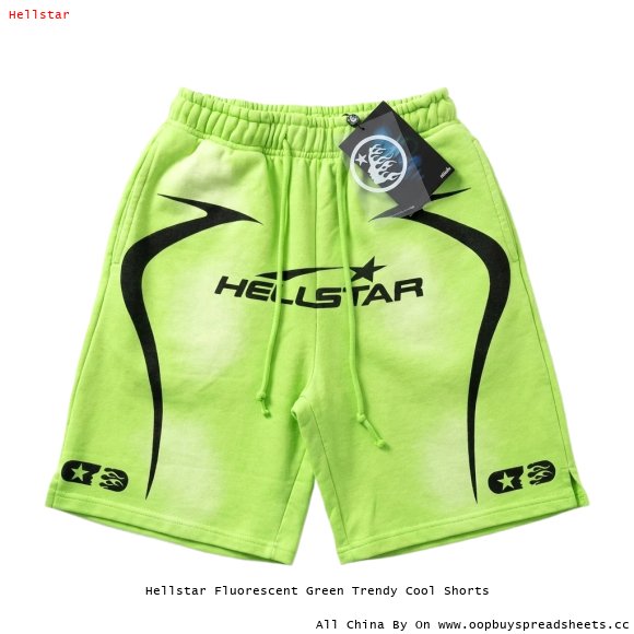 Hellstar Fluorescent Green Trendy Cool Shorts