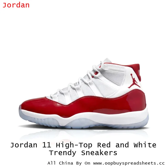 Jordan 11 High-Top Red and White Trendy Sneakers