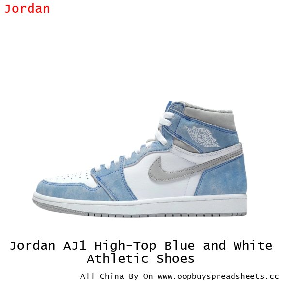 Jordan AJ1 High-Top Blue and White Athletic Shoes