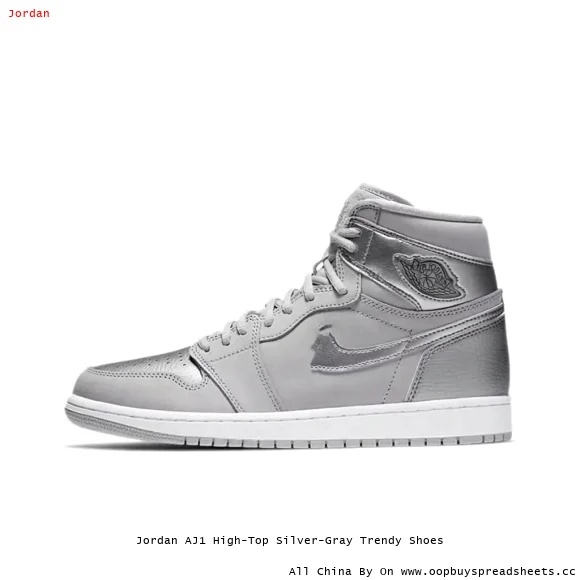 Jordan AJ1 High-Top Silver-Gray Trendy Shoes