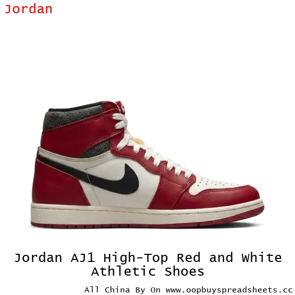 Jordan AJ1 High-Top Red and White Athletic Shoes