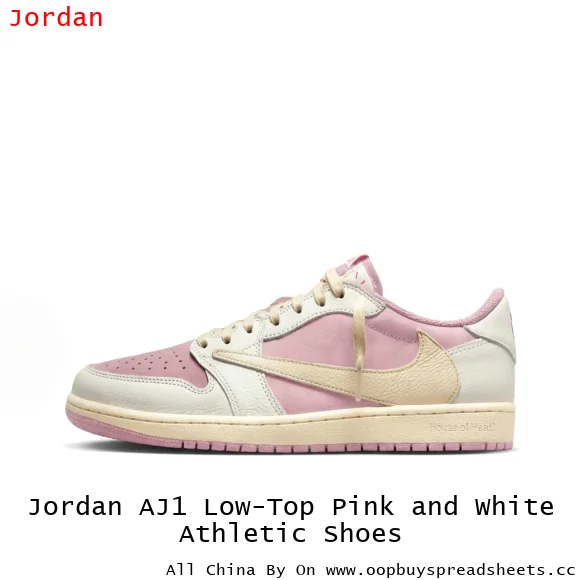 Jordan AJ1 Low-Top Pink and White Athletic Shoes