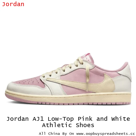 Jordan AJ1 Low-Top Pink and White Athletic Shoes