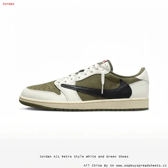 Jordan AJ1 Retro Style White and Green Shoes