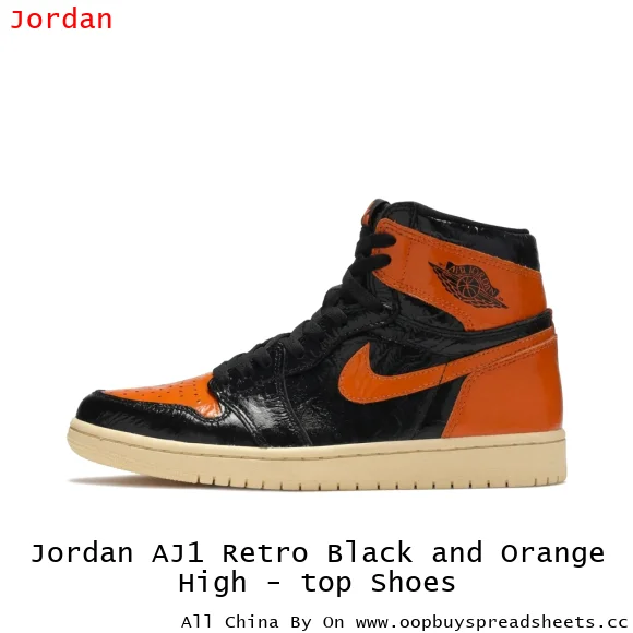 Jordan AJ1 Retro Black and Orange High - top Shoes
